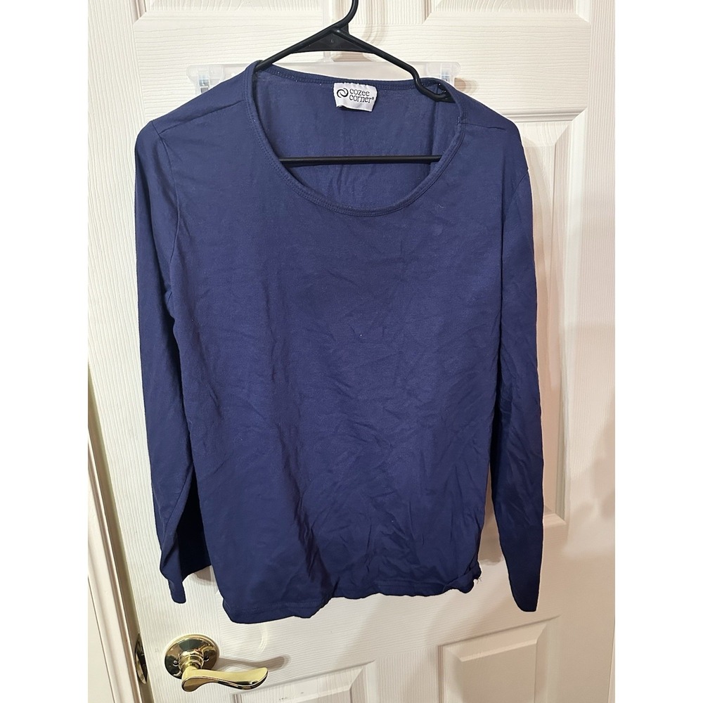 Cozee Corner Women's Navy Blue Long Sleeve Shirt Size Large